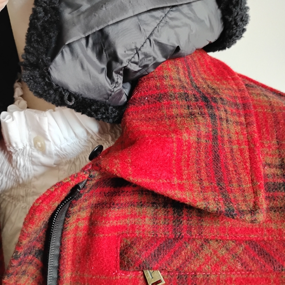 Pendleton Wool Blend Shearling Collar Red Black P… - image 7